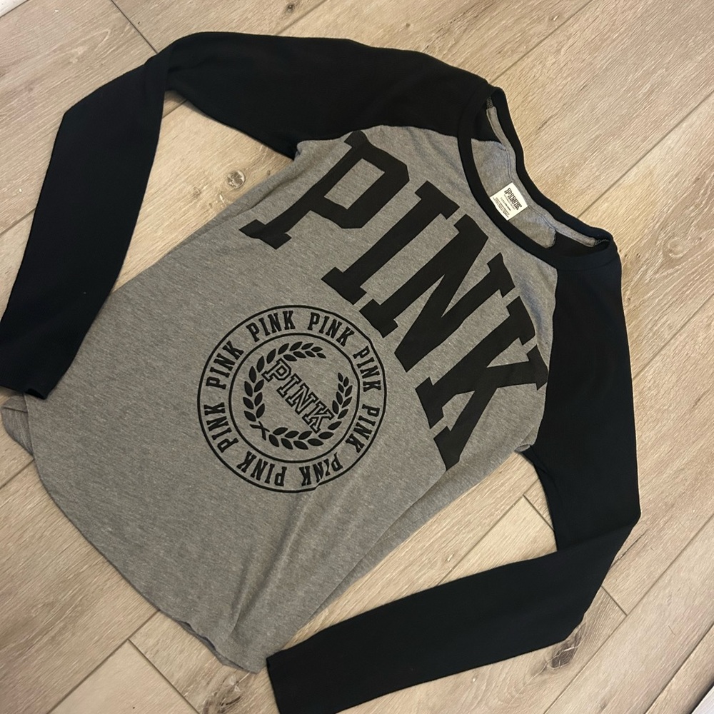 Pink Black Long Sleeve Raglan Tee